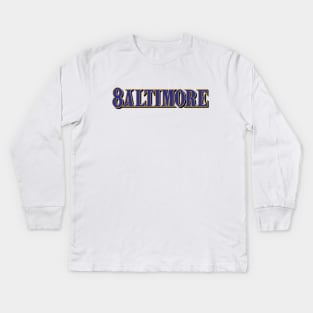 8ALTIMORE - White Kids Long Sleeve T-Shirt